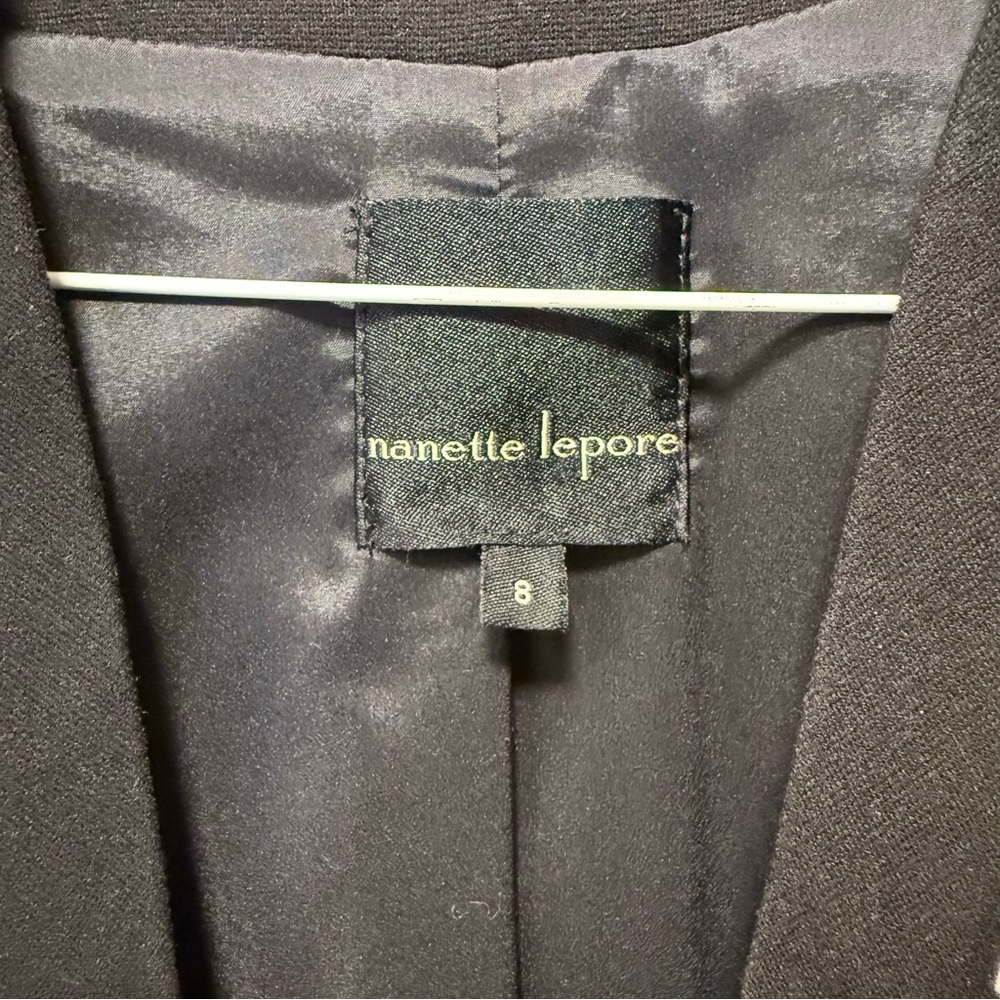 Nanette Lepore Black & White Houndstooth Contrast Panel Blazer - Size 8 - Picture 6 of 9